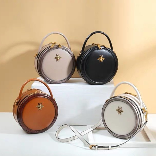 Leather Circle Crossbody Bee Bags Purses