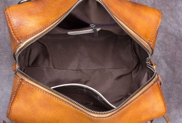 Genuine Leather Handbag Boston Bag Vintage Crossbody Bag Shoulder Bag Purse For Women