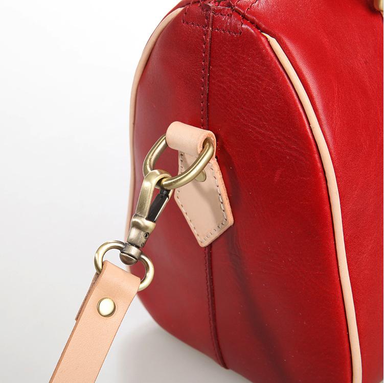 Fashion Womens Red Leather Small Boston Handbag Best Red Leather Boston Purse Side Bag