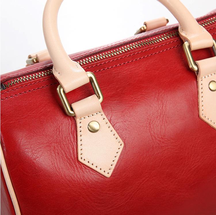 Fashion Womens Coffee Leather Small Boston Handbag Best Coffee Leather Boston Purse Side Bag