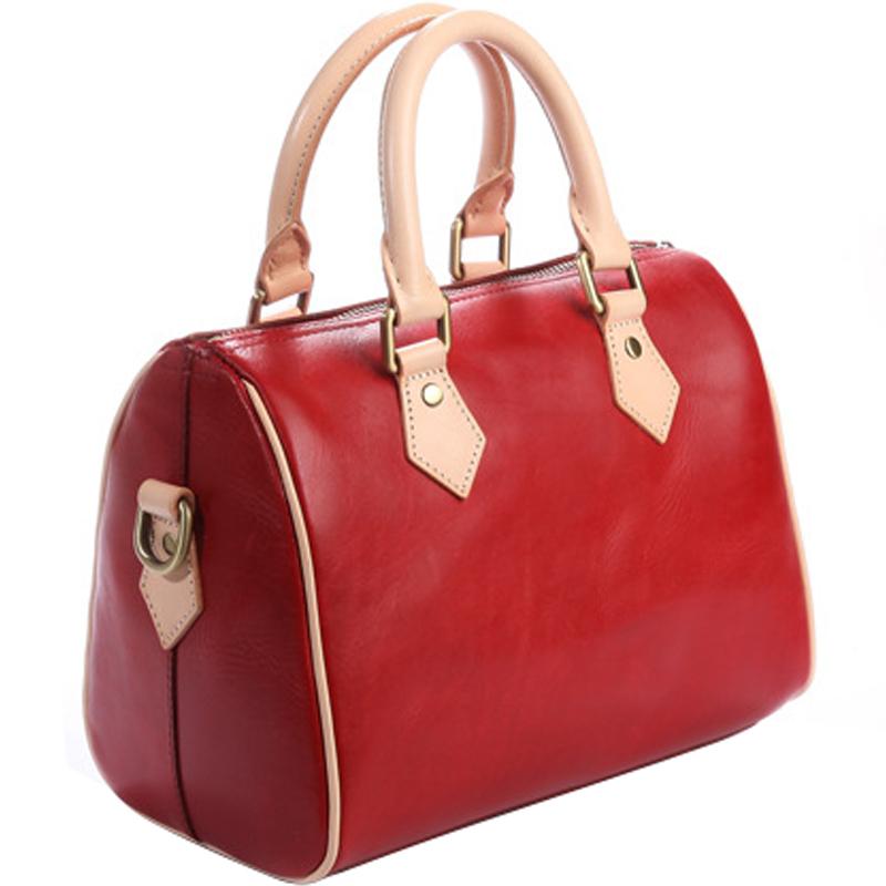 Fashion Womens Leather Small Boston Handbag Best Womens Leather Boston Purse Side Bag