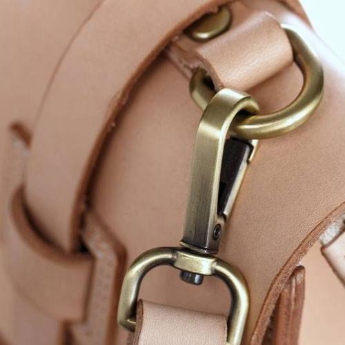 Genuine Beige Leather Small Satchel Handle Bag Purse