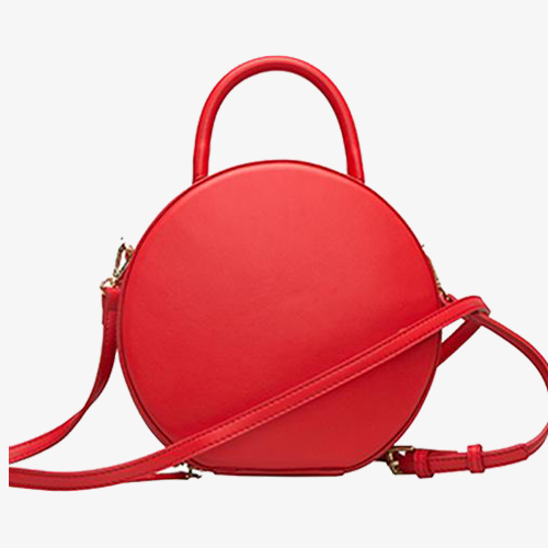 Modish Classic Red Circle Leather Purse Bag