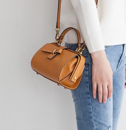 Small Leather Stylish Womens Boston Handbag Doctor Shoulder Bag for Women