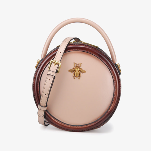 Leather Circle Crossbody Bee Bags Purses