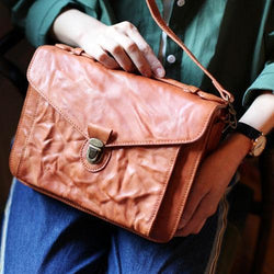 Vintage Brown Leather Women's Satchel Handbag Purse Black Leather Satchel Shoulder Purse