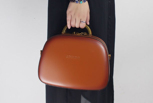 Genuine Leather Round Bag Handbag Purse Shoulder Bag for Women Leather Crossbody Bag