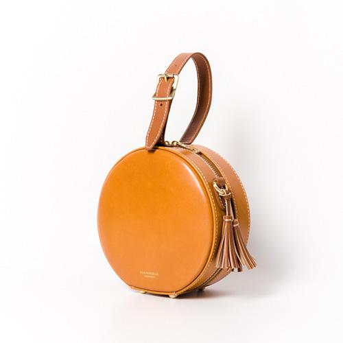 Handmade Round Leather Circle Clutch Purse Bag