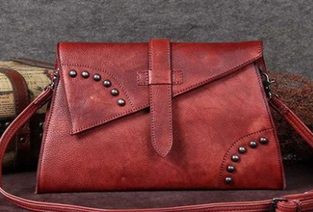 Genuine Leather Handbag Vintage Tassel Crossbody Bag Geometric Shoulder Bag Purse For Women