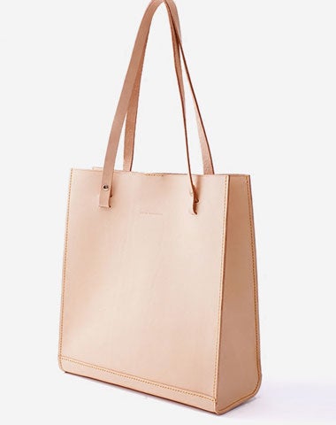 White Leather Tote Bag High End Handcrafted Women's