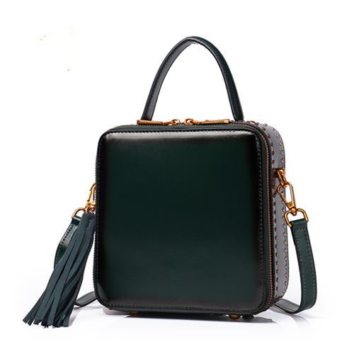 Handle Leather Small Satchel Square Crossbody Bag Purses