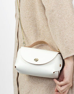 White Cowhide Cute Mini Chain Shoulder Bag Girl Date