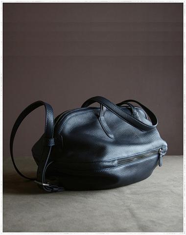 Womens Leather Barrel Shoulder Purse Womens Dark Blue Bucket Leather Handbag Shoulder Bag for Ladies