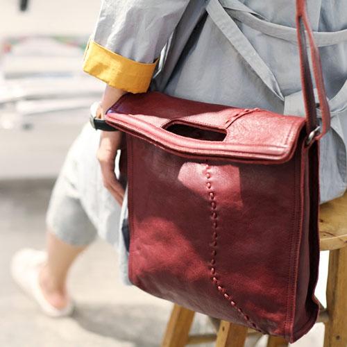 Minimalist Women Red Leather Single Shoulder Bags