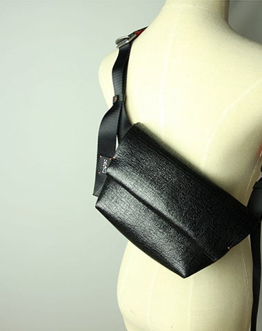 Stylish Womens Black Leather Sling Bag Crossbody Shoulder Bag Purse Sling Pack for Ladies