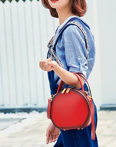Trendy Cute Round Leather Handbag Womens