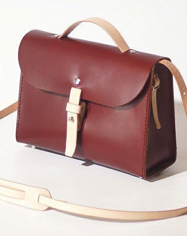 Handmade Leather Red Womens Handbag Fashion Shoulder Bag for Women