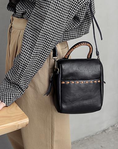 Small Fashion Leather Black Gray Handbag Shoulder Bag Crossbody Purse For Women
