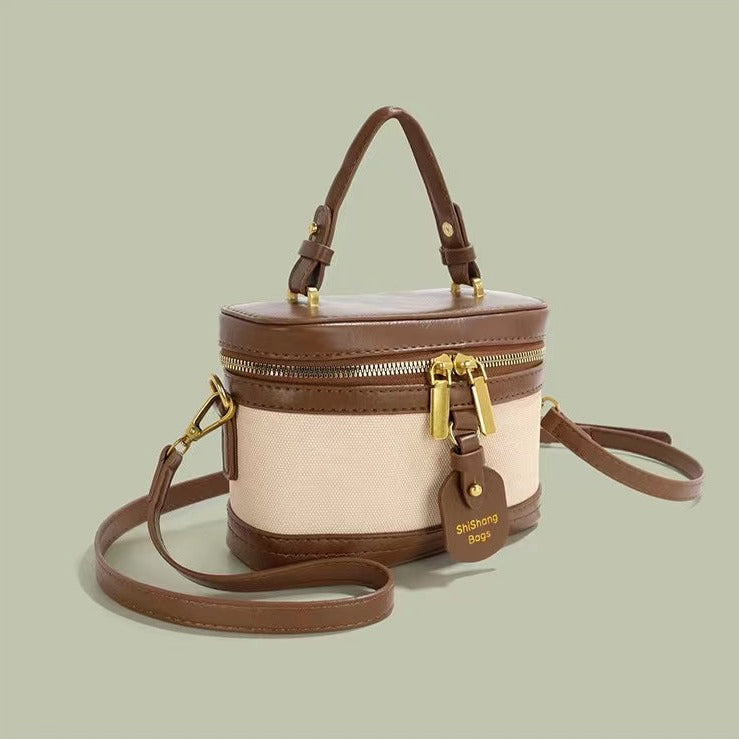 Cute Small Round Leather Bucket Bags