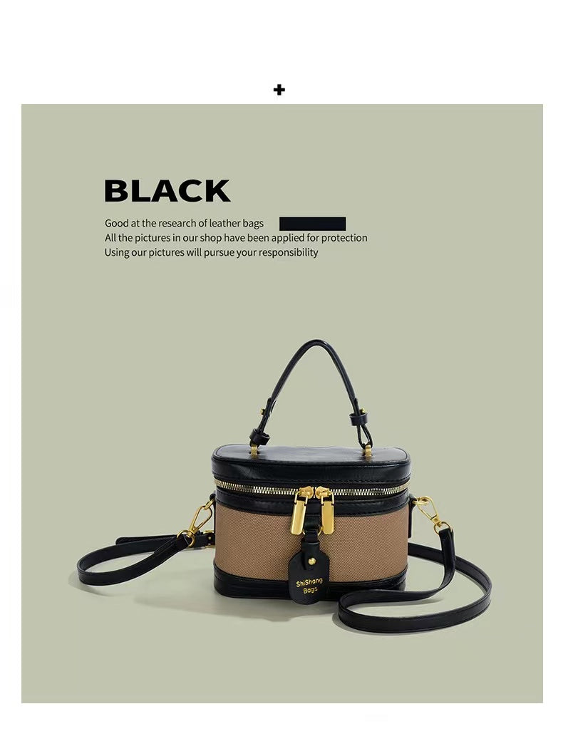 Cute Small Round Leather Bucket Bags