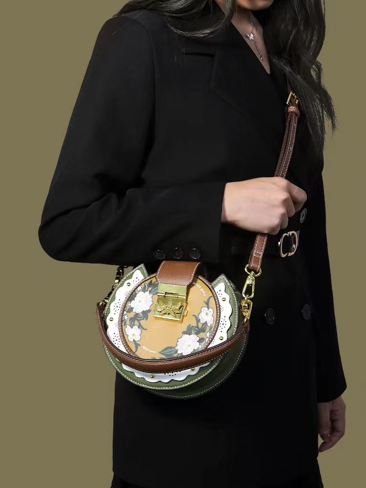 Round Leather Purse Circle Bags
