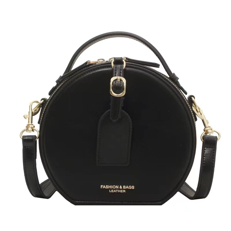 Black Leather Round Handbags For Women