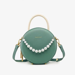 light green handbags pearl leather circle bag