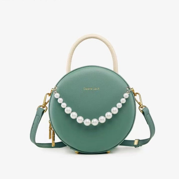 Luxurious Green Leather Circle Bag