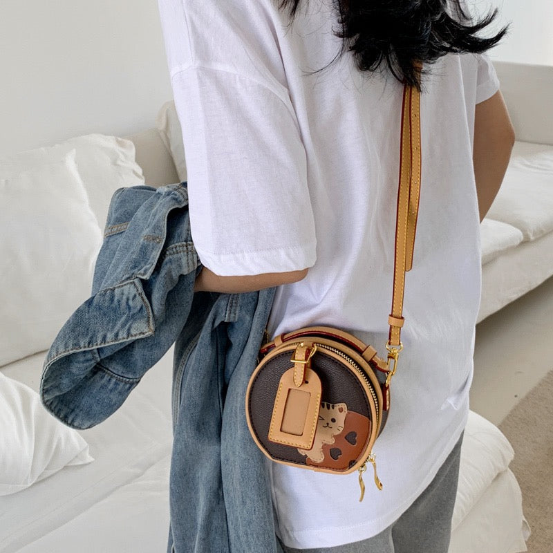 Stylish Cute Leather Circle Crossbody Bag Womens