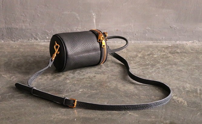 Small Leather Bucket Cute Handbag
