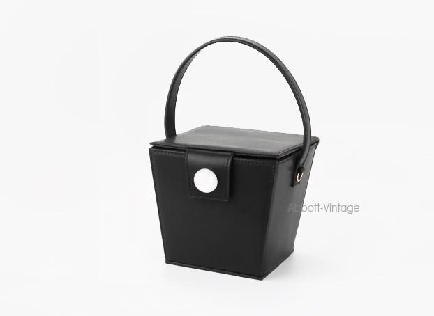 Black Box Purse Leather Circle Handle Bag
