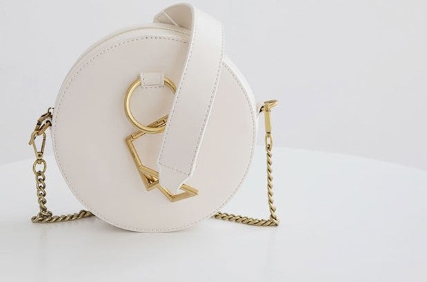 Round Leather Womens Stylish Circle Handbag Round Purse for Women