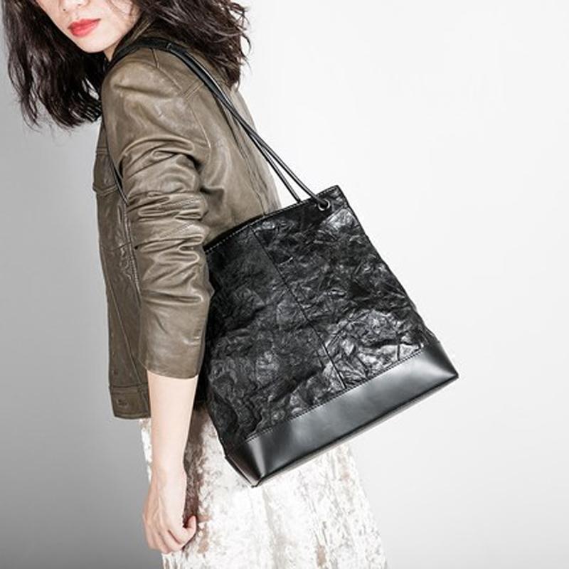 Genuine Leather Handbag Vertical Tote Bag