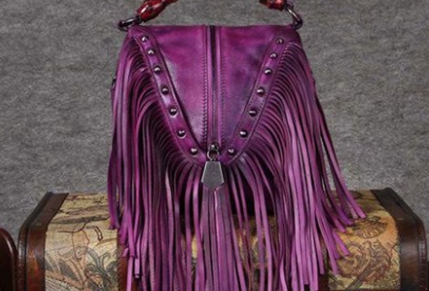 Genuine Leather Handbag Vintage Tassel Bamboo Crossbody Bag Shoulder Bag Purse For Women