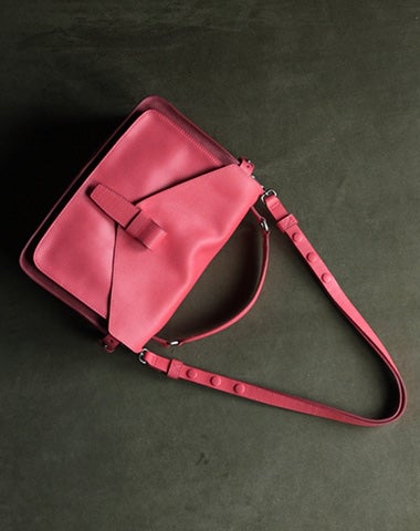 Cute Pink Leather Satchel Handbag Womens
