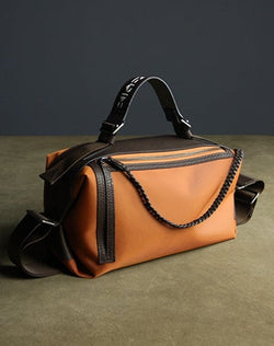 Cute Womens Orange NYLON Handbag Purse Cube NYLON Shoulder Bag Crossbody Purse for Ladies