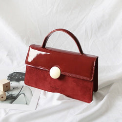 Shiny Leather Square Crossbody Bag Red Girly Date