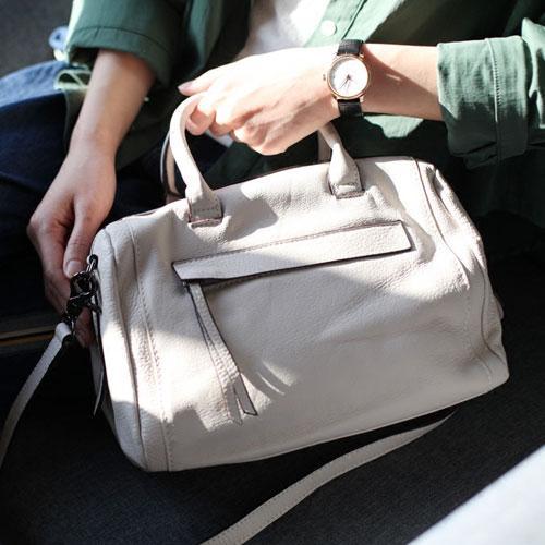 Fashion Womens White Soft Leather Handbags Women's Black Boston Handbag Shoulder Bag Purse