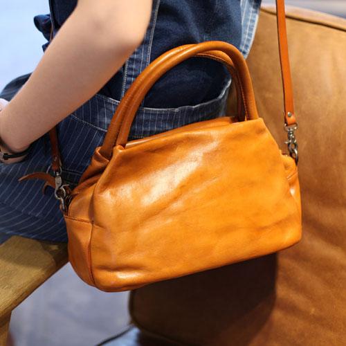 Fashion Womens Brown Leather Top Handle Satchel Handbag Brown Leather Satchel Shoulder Bag Purse
