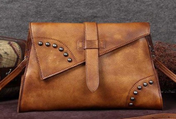 Genuine Leather Handbag Vintage Tassel Crossbody Bag Geometric Shoulder Bag Purse For Women