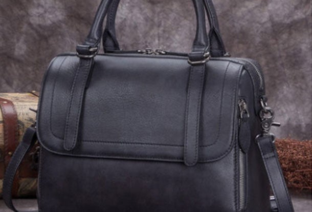 Genuine Leather Handbag Vintage Boston Bag Crossbody Bag Shoulder Bag Purse For Women