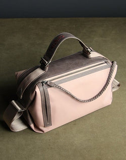 Pink Nylon Leather Shoulder Bag Ladies Personality Cube Shape