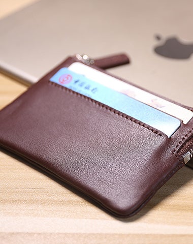 Cute Women Brown Leather Mini Card Wallet Coin Wallets Slim Change Wallets For Women