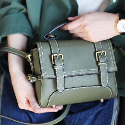 Womens Fashion GreenLeather Mini Satchel Shoulder Bag Purse Green Handbag Satchel Crossbody Bag