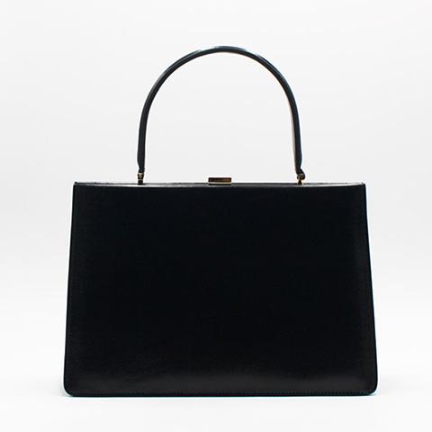 Top Handle Leather Tote Bag Black Frame
