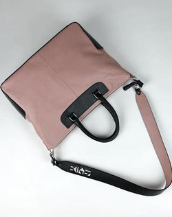 Classic Large Womens Pink Leather Work Handbag Purse Leather Shoulder Purse Bag for Ladies