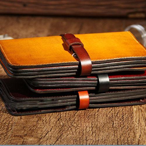 Distressed Leather Bifold Long Card Wallet Clutch Purse