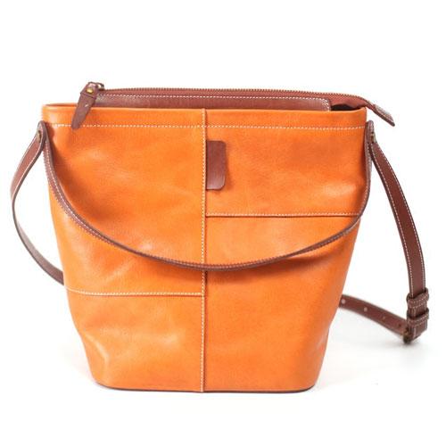 Practical Brown Womens Leather Bucket Handbag