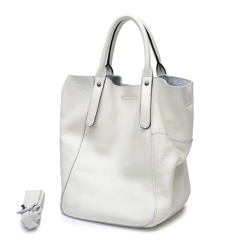 Fashion Black Leather Handbag Tote Shopper Bag White Shoulder Tote Purse For Women