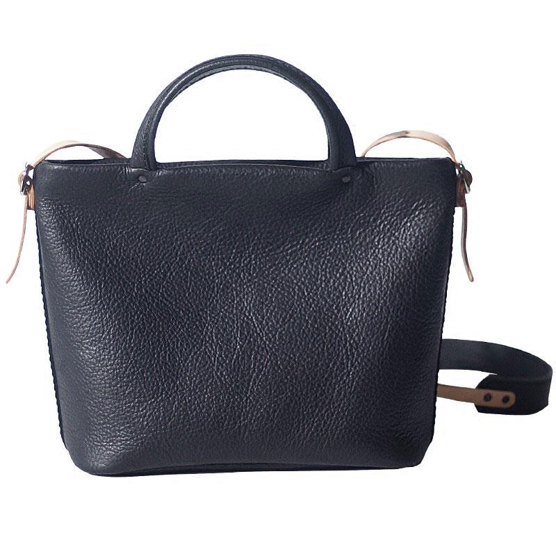 Handmade Black Leather Womens Handbag Fashion Shoulder Bag for Women